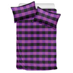 Dark Purple Check Pattern Print Duvet Cover Bedding Set