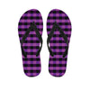 Dark Purple Check Pattern Print Flip Flops