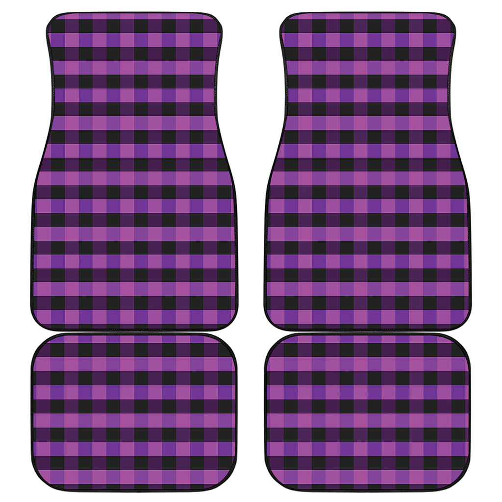 Dark Purple Check Pattern Print Front and Back Car Floor Mats