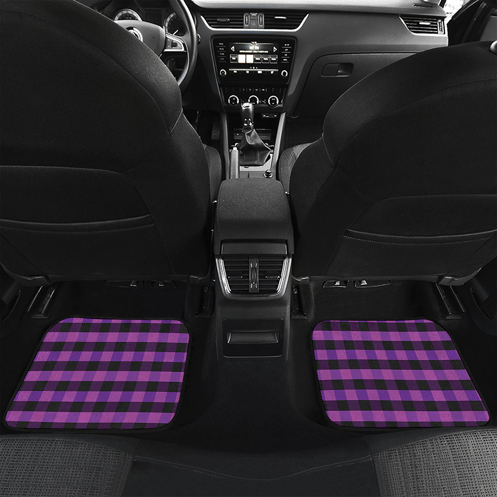 Dark Purple Check Pattern Print Front and Back Car Floor Mats