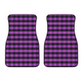 Dark Purple Check Pattern Print Front Car Floor Mats