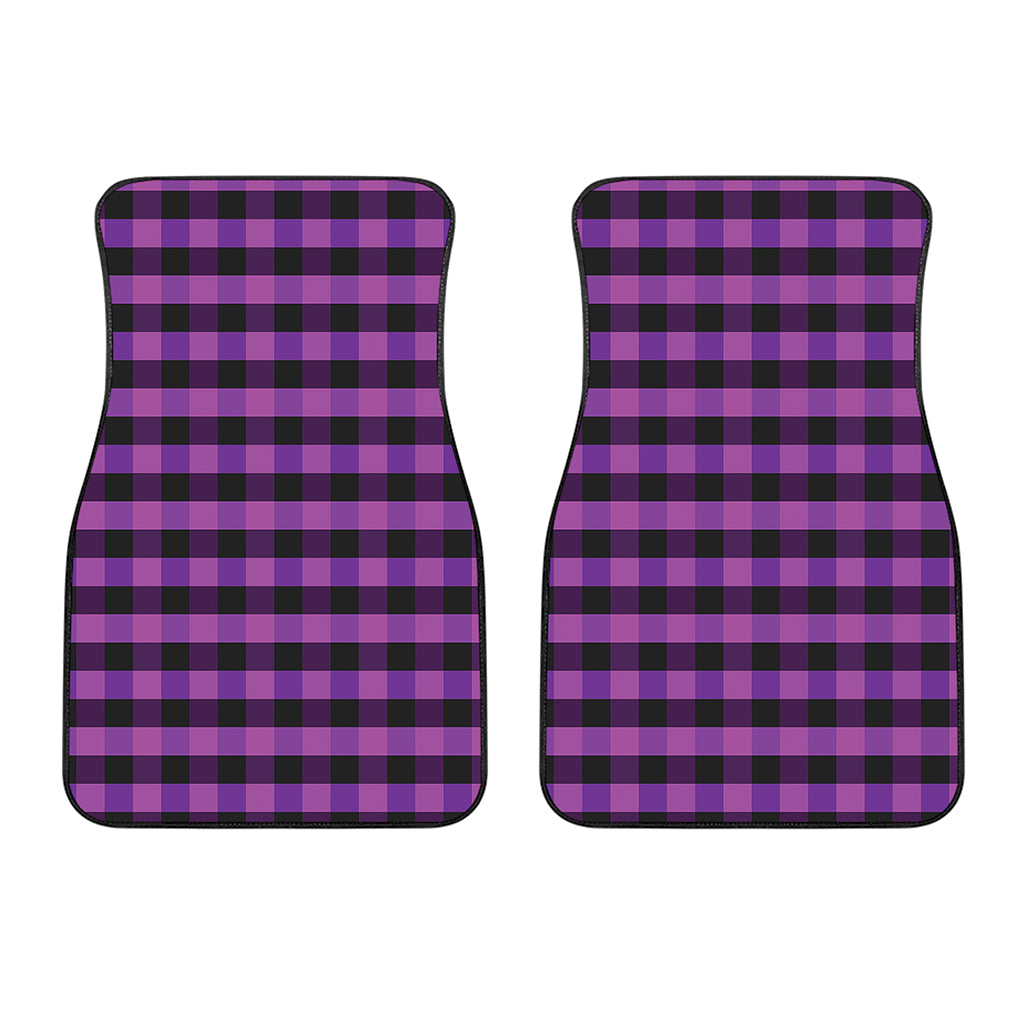 Dark Purple Check Pattern Print Front Car Floor Mats