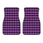Dark Purple Check Pattern Print Front Car Floor Mats