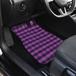 Dark Purple Check Pattern Print Front Car Floor Mats