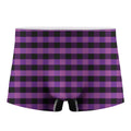 Dark Purple Check Pattern Print Men's Boxer Briefs