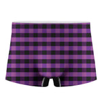 Dark Purple Check Pattern Print Men's Boxer Briefs