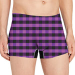 Dark Purple Check Pattern Print Men's Boxer Briefs