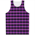 Dark Purple Check Pattern Print Men's Tank Top