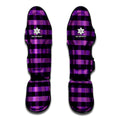 Dark Purple Check Pattern Print Muay Thai Shin Guards