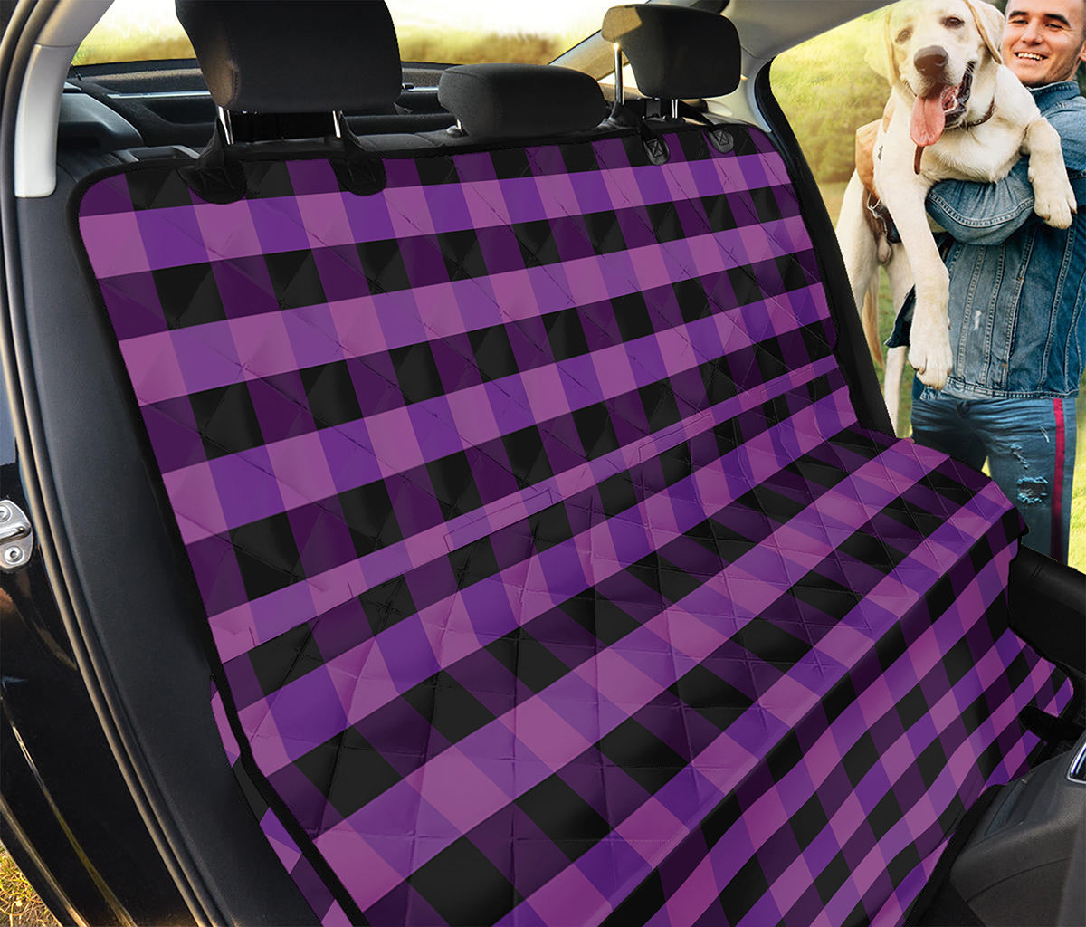 Dark Purple Check Pattern Print Pet Car Back Seat Cover