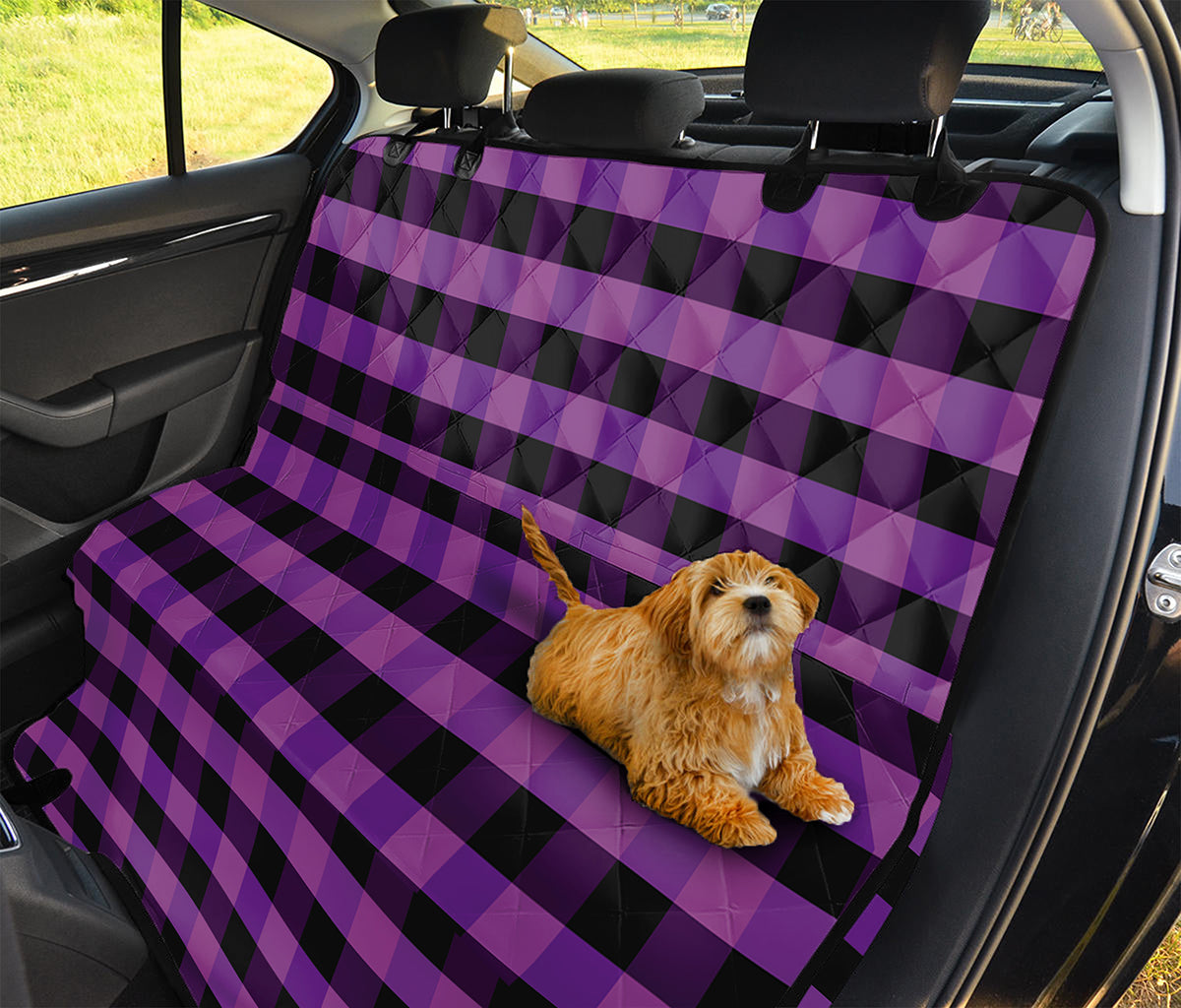Dark Purple Check Pattern Print Pet Car Back Seat Cover