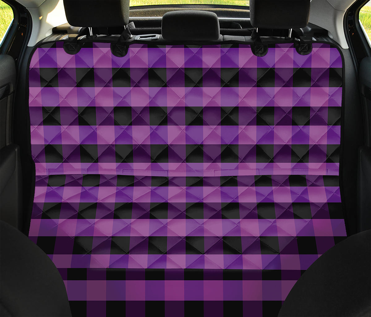 Dark Purple Check Pattern Print Pet Car Back Seat Cover