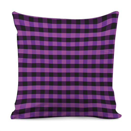 Dark Purple Check Pattern Print Pillow Cover