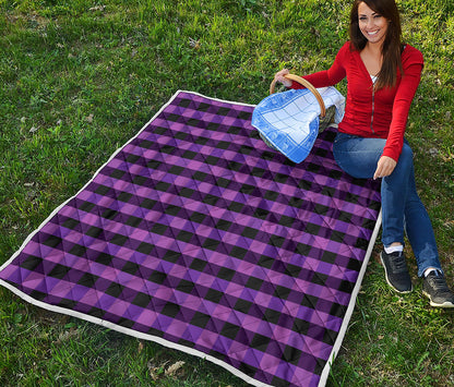 Dark Purple Check Pattern Print Quilt