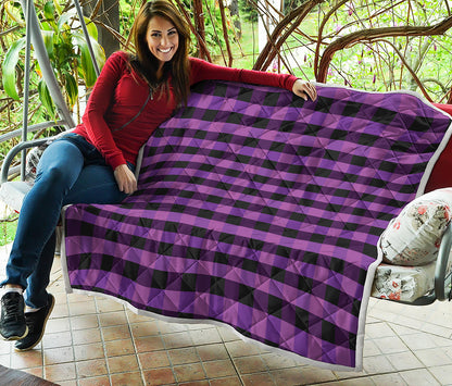 Dark Purple Check Pattern Print Quilt