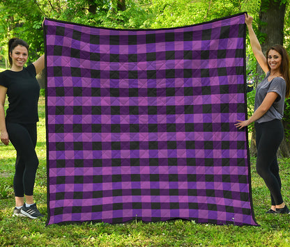 Dark Purple Check Pattern Print Quilt