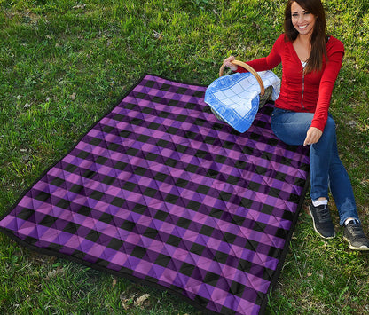 Dark Purple Check Pattern Print Quilt