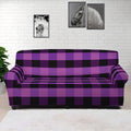 Dark Purple Check Pattern Print Sofa Cover