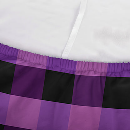 Dark Purple Check Pattern Print Sofa Cover