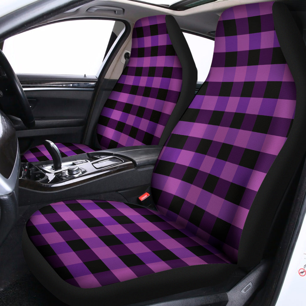 Dark Purple Check Pattern Print Universal Fit Car Seat Covers