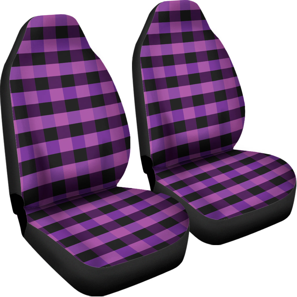 Dark Purple Check Pattern Print Universal Fit Car Seat Covers