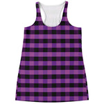 Dark Purple Check Pattern Print Women's Racerback Tank Top