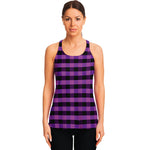 Dark Purple Check Pattern Print Women's Racerback Tank Top