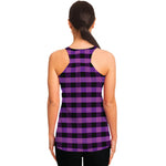 Dark Purple Check Pattern Print Women's Racerback Tank Top