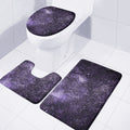Dark Purple Cosmos Galaxy Space Print 3 Piece Bath Mat Set