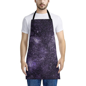 Dark Purple Cosmos Galaxy Space Print Apron