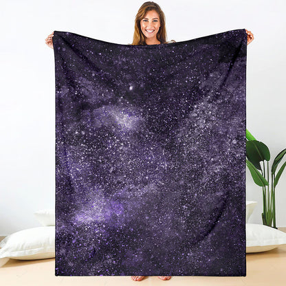 Dark Purple Cosmos Galaxy Space Print Blanket