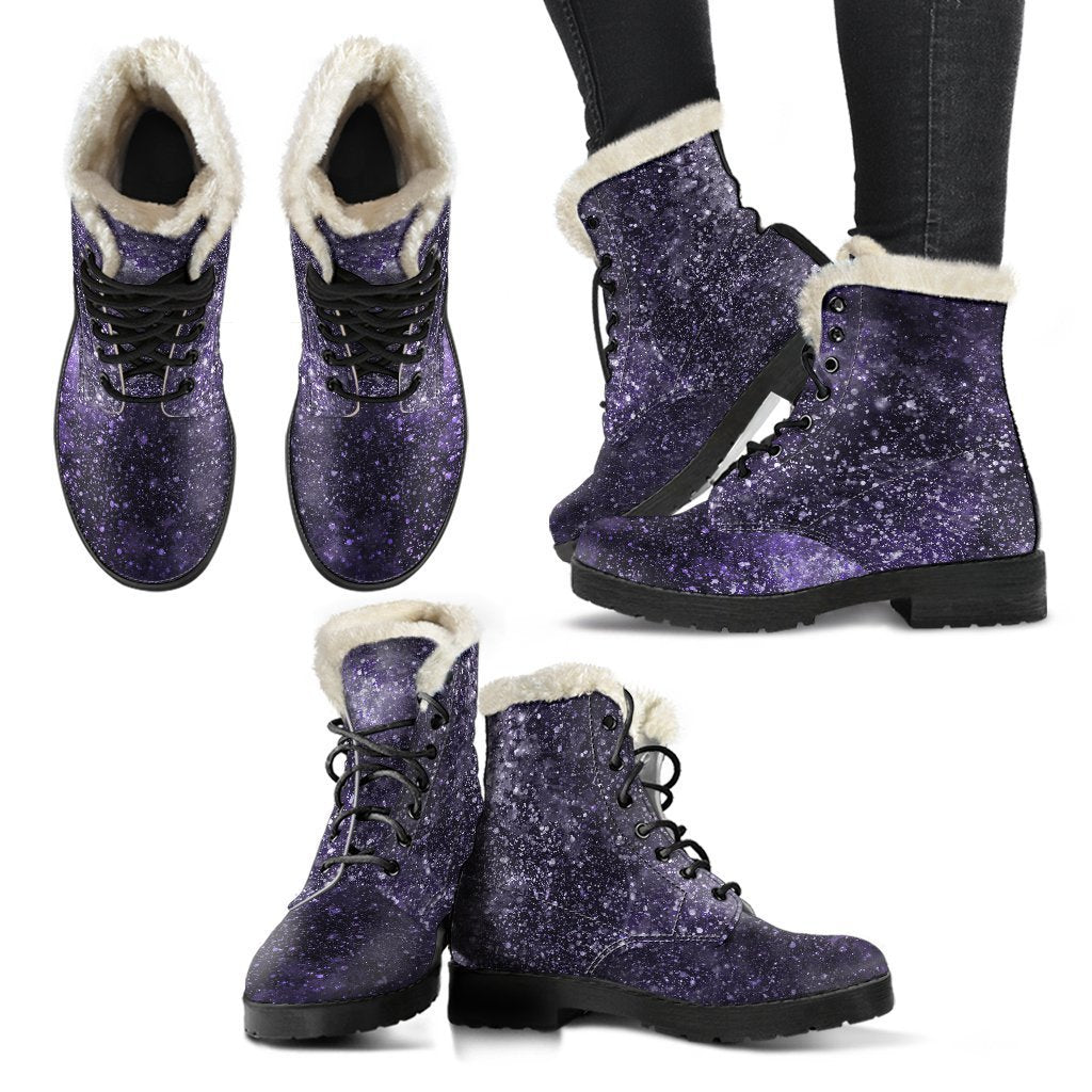 Dark Purple Cosmos Galaxy Space Print Comfy Boots GearFrost