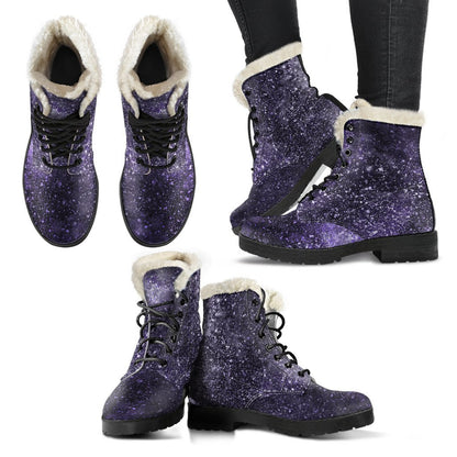 Dark Purple Cosmos Galaxy Space Print Comfy Boots GearFrost