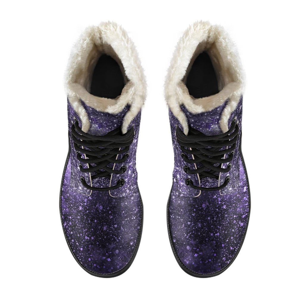 Dark Purple Cosmos Galaxy Space Print Comfy Boots GearFrost