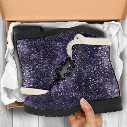 Dark Purple Cosmos Galaxy Space Print Comfy Boots GearFrost