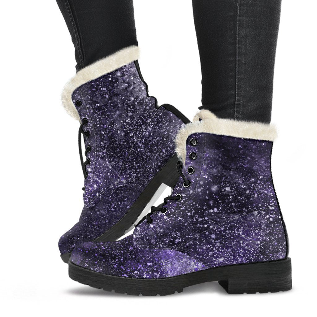 Dark Purple Cosmos Galaxy Space Print Comfy Boots GearFrost