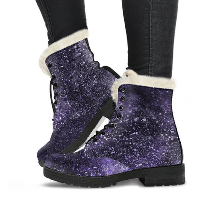 Dark Purple Cosmos Galaxy Space Print Comfy Boots GearFrost