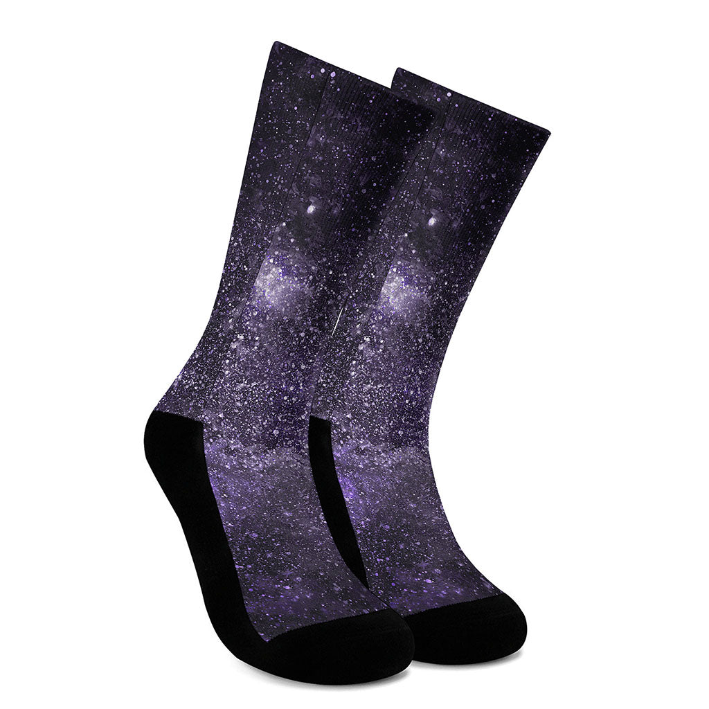 Dark Purple Cosmos Galaxy Space Print Crew Socks