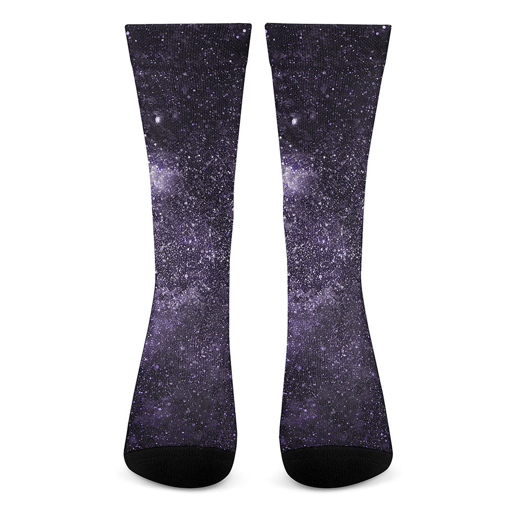 Dark Purple Cosmos Galaxy Space Print Crew Socks