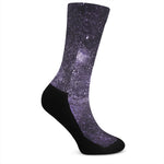 Dark Purple Cosmos Galaxy Space Print Crew Socks