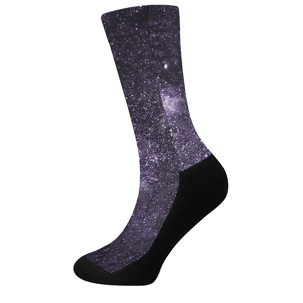 Dark Purple Cosmos Galaxy Space Print Crew Socks