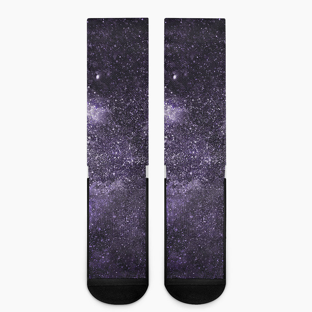 Dark Purple Cosmos Galaxy Space Print Crew Socks