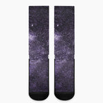 Dark Purple Cosmos Galaxy Space Print Crew Socks