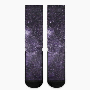 Dark Purple Cosmos Galaxy Space Print Crew Socks