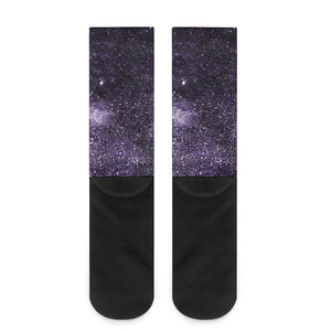 Dark Purple Cosmos Galaxy Space Print Crew Socks