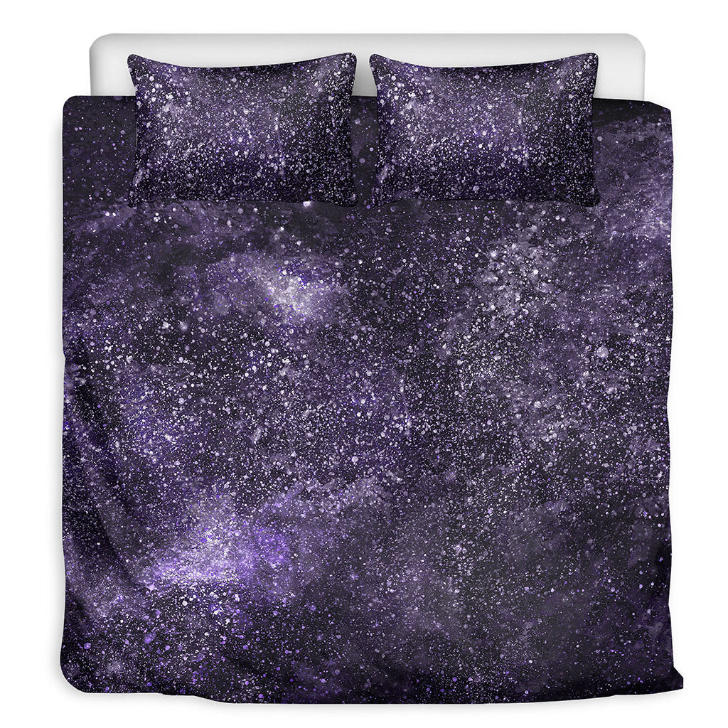 Dark Purple Cosmos Galaxy Space Print Duvet Cover Bedding Set