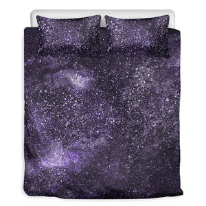 Dark Purple Cosmos Galaxy Space Print Duvet Cover Bedding Set