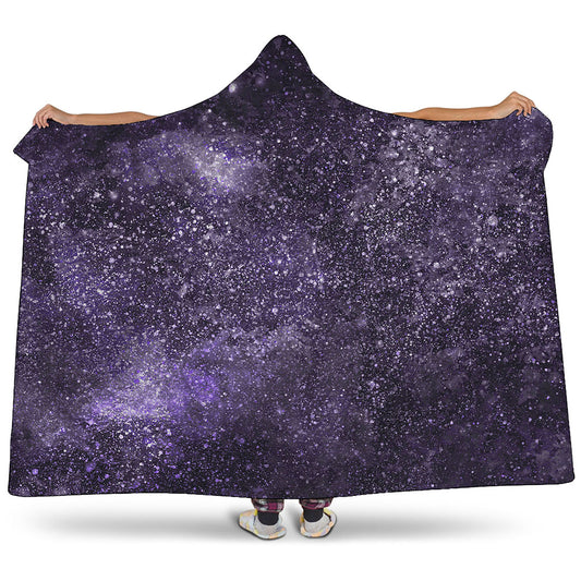 Dark Purple Cosmos Galaxy Space Print Hooded Blanket