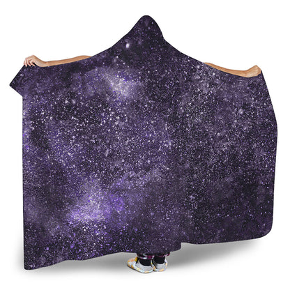 Dark Purple Cosmos Galaxy Space Print Hooded Blanket
