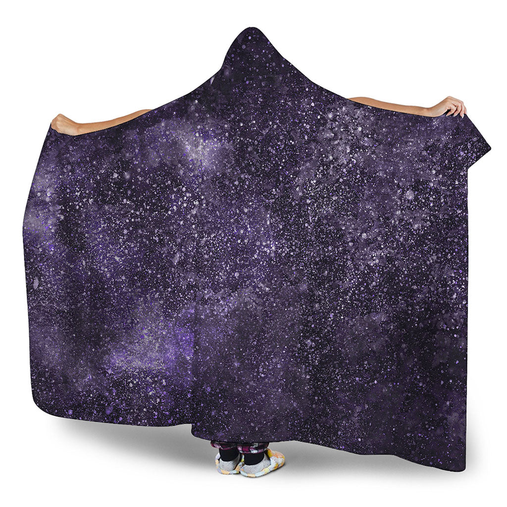 Dark Purple Cosmos Galaxy Space Print Hooded Blanket